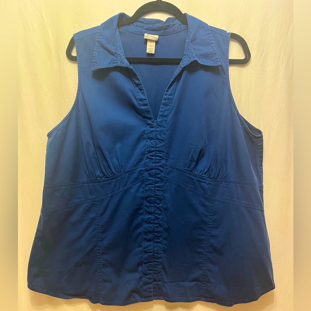 Venezia 18/20 Royal Blue Sleeveless Collared Blouse